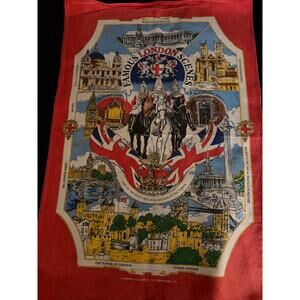 Vintage London Souvenir Tea Towel Famous London Scenes 18"x27" Sampson